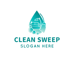 Home Cleaning Broom logo design