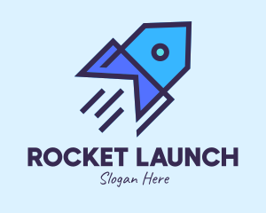 Blue Home Rocket logo design