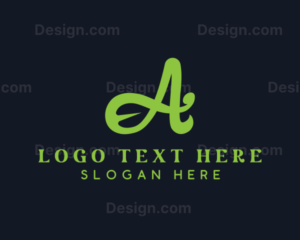 Organic Leaf Letter A Logo