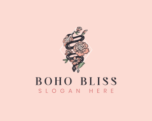 Boho Flower Snake logo design