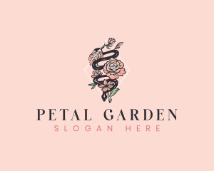 Boho Flower Snake logo design