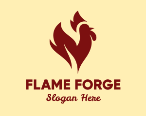 Flame Chicken Rooster logo design