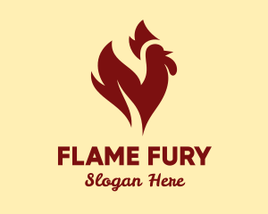 Flame Chicken Rooster logo design