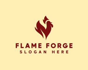 Flame Chicken Rooster logo design