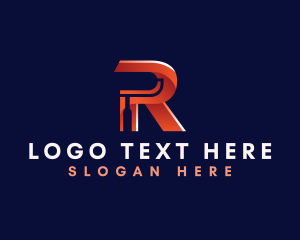 Paint Roller Brush Letter R logo