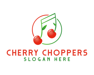 Musical Cherry Fruit logo design