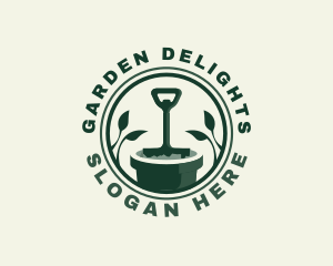 Shovel Planting Gardening logo design