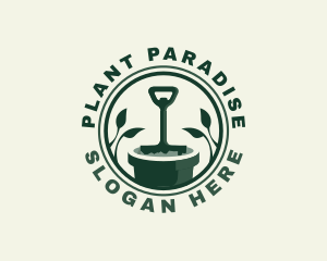 Shovel Planting Gardening logo design