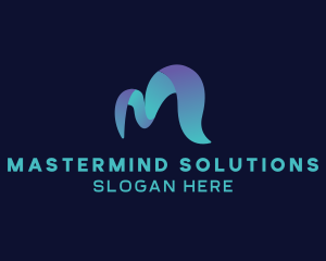 Blue Wavy Letter M logo design