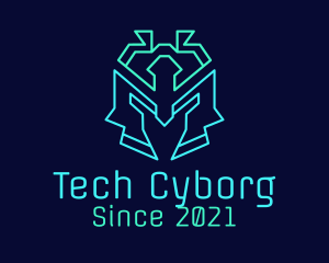 Cyborg Robot Helmet logo design