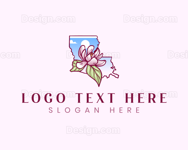 Magnolia Flower Louisiana Logo