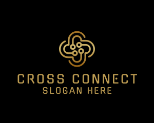 Gold Cryptocurrency Cross logo design