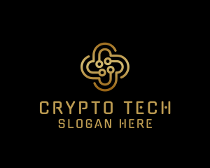 Gold Cryptocurrency Cross logo design