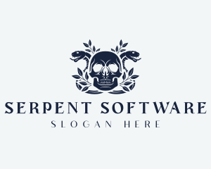 Serpent Leaf Skull logo design