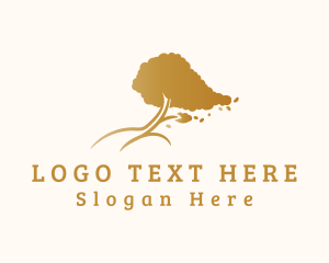 Gold Windblown Tree logo