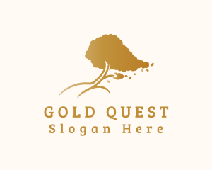 Gold Windblown Tree logo design