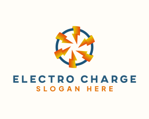 Circular Lightning Electric Flash logo design