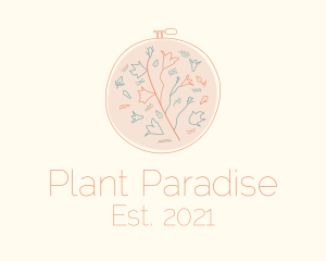 Nature Plant Embroidery logo design