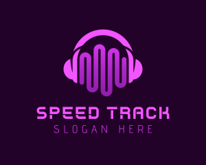 Purple Headphone Sound Waves Logo