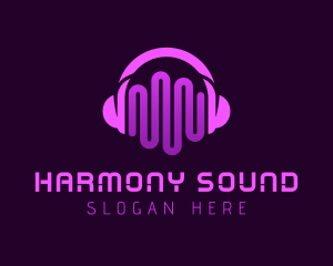 Purple Headphone Sound Waves logo