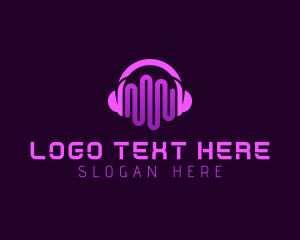 Purple Headphone Sound Waves logo