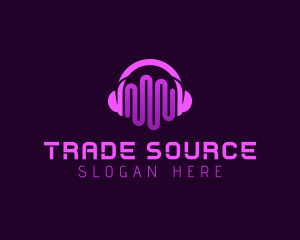 Purple Headphone Sound Waves Logo