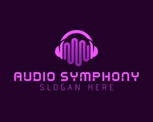 Purple Headphone Sound Waves logo design