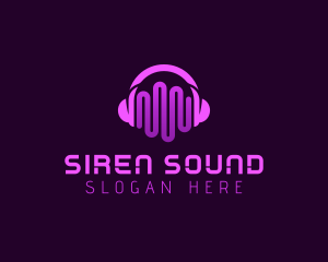 Purple Headphone Sound Waves logo design