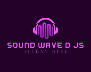 Purple Headphone Sound Waves logo design