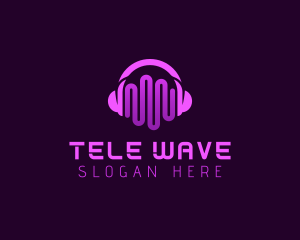 Purple Headphone Sound Waves logo design