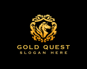 Gold Winged Horse logo design