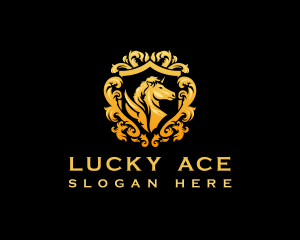 Gold Winged Horse logo design