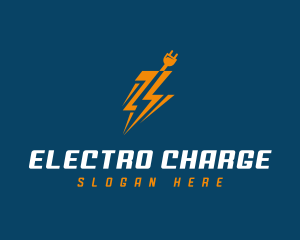 Lightning Electrical Plug logo design