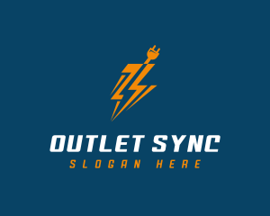 Lightning Electrical Plug logo design