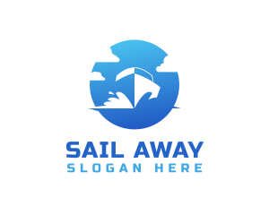 Blue Travel Boat logo design