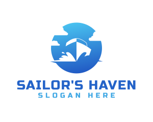 Blue Travel Boat logo design