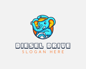 Elephant Driving Driver logo design