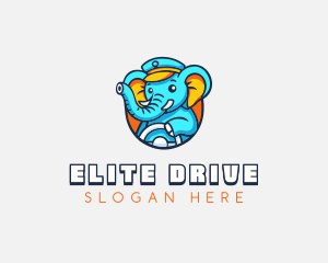 Elephant Driving Driver logo design