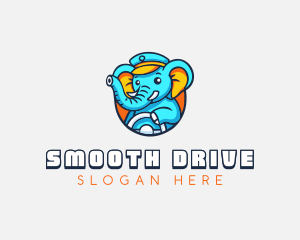 Elephant Driving Driver logo design