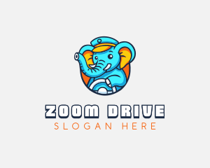 Elephant Driving Driver logo design