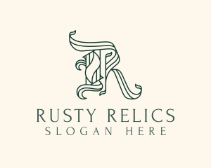 Green Calligraphy Letter R logo design