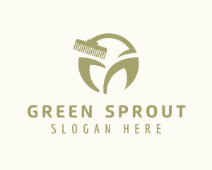 Landscaping Rake Sprout logo design