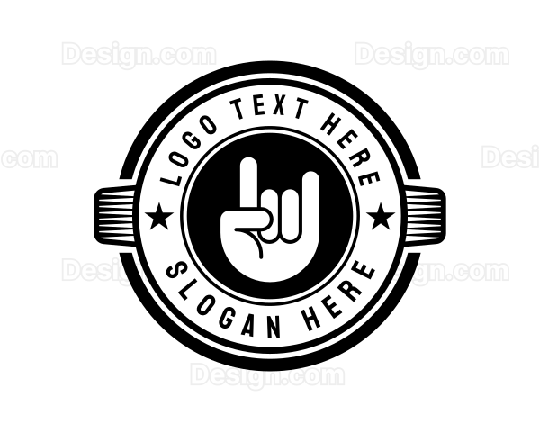 Rock Band Hand Badge Logo