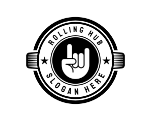 Rock Band Hand Badge logo design