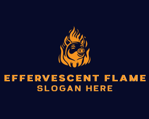 Pig Grilling Flame  logo design