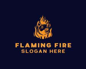 Pig Grilling Flame  logo design