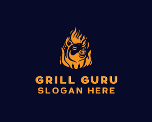 Pig Grilling Flame  logo