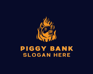 Pig Grilling Flame  logo