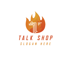 Hot Fire Flame BBQ logo design