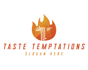 Hot Fire Flame BBQ logo design